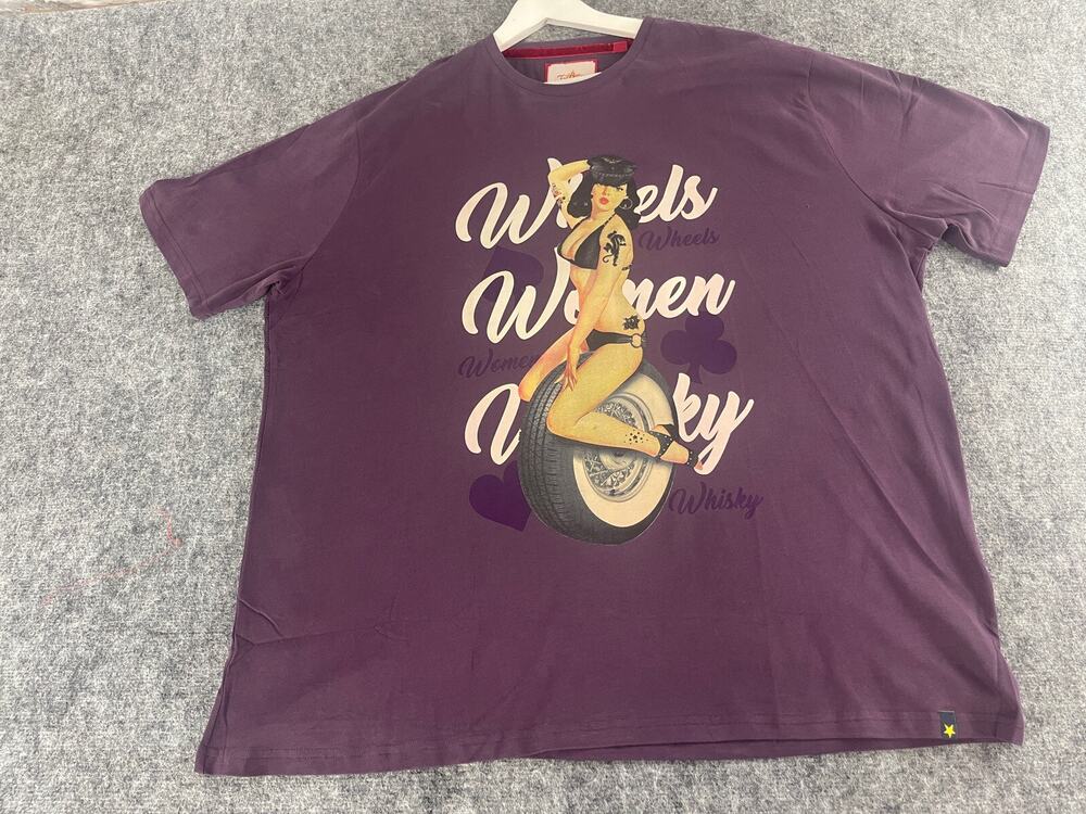 Joe Browns Shirt Men’s 3XL Tee Sexy Girl Whiskey Purple Tattoo Loose N158-160